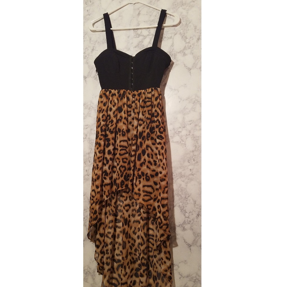forever21 black/brown leopard print tail dress AC4